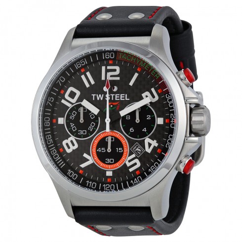 TW Steel Pilot Sonder Edition Chronograph Black Dial Black Leather Men's Watch TW-433 watches