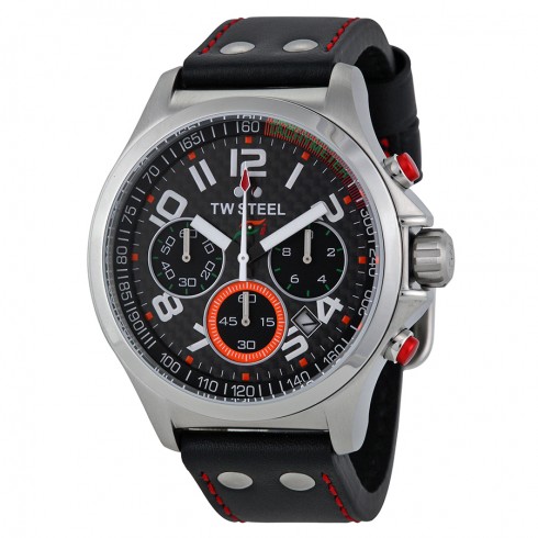TW Steel Sahara Force India Black Dial Black Leather Strap Men's Watch TW432 watches