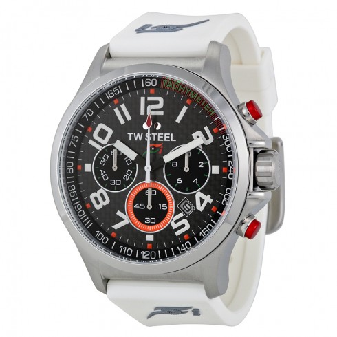 TW Steel Sahara Force India Chronograph Black Dial White Rubber Men's Watch TW429 watches