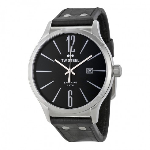 TW Steel Slim Line Silver Dial Black Leather Men's Watch TW1300 watches