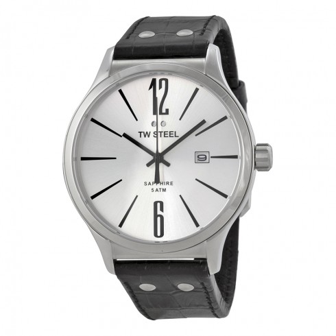 TW Steel Slim Line Silver Dial Black Leather Men's Watch TW1301 watches