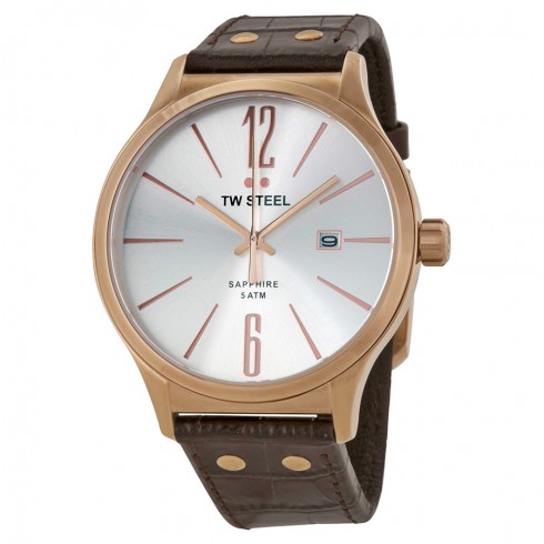 TW Steel Slim Line Silver Dial Brown Leather Men's Watch TW1304 watches