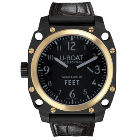 U Boat Black Dial 18kt Yellow Gold Black Alligator Men's Watch 5388 watches