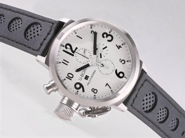 U-Boat Flightdeck 1840 Black Ostrich Leather Strap 50mm Mens Watch watches