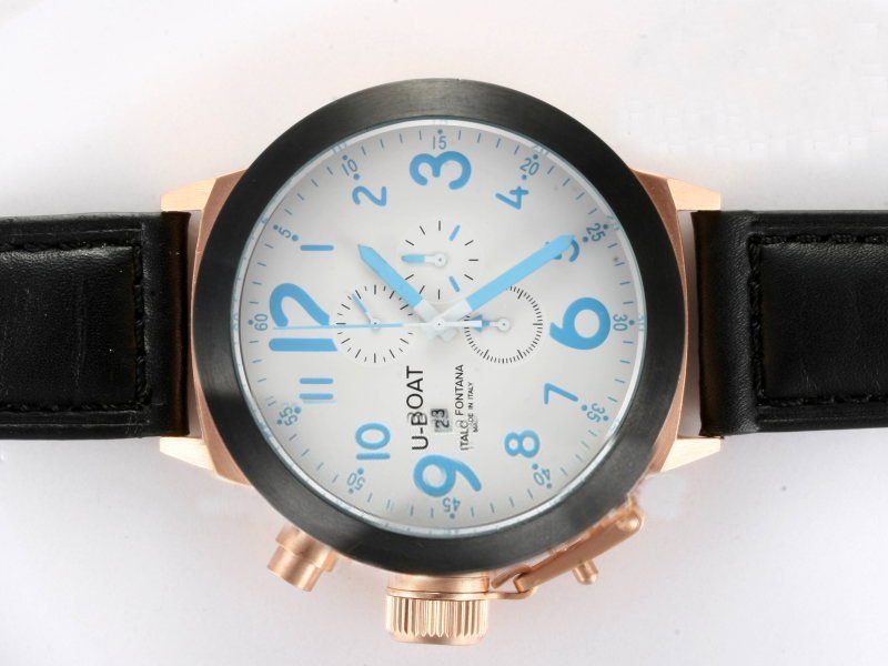 U-Boat Flightdeck 1931 Round Black Ostrich Leather Strap Mens Watch watches