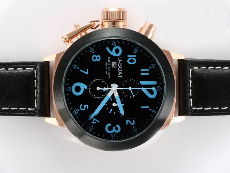 Replica U-Boat Flightdeck 6254 Black Dial PVD Bezel Rose Gold Case Watch Watch