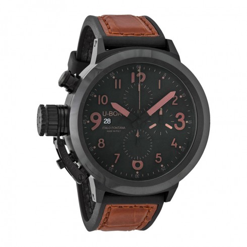 U Boat Flightdeck Black Dial Brown Leather Men's Watch 7094 watches