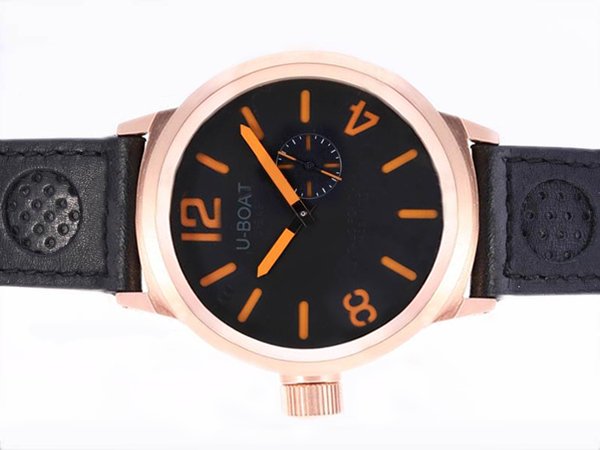 U-Boat Italo Fontana 1823 Mens Round Black Crocodile Leather Strap Watch watches