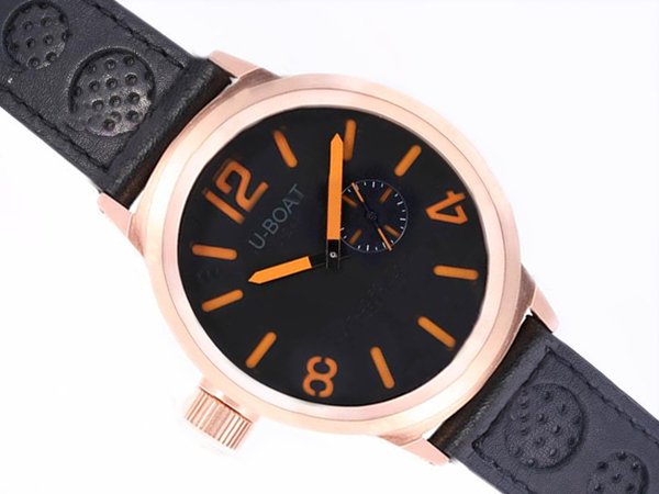 U-Boat Italo Fontana 2060 Black Dial Black Ostrich Leather Strap 50mm Watch watches