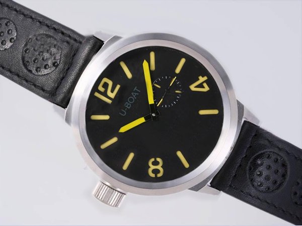 U-Boat Italo Fontana 2060 Black Ostrich Leather Strap Round Watch watches