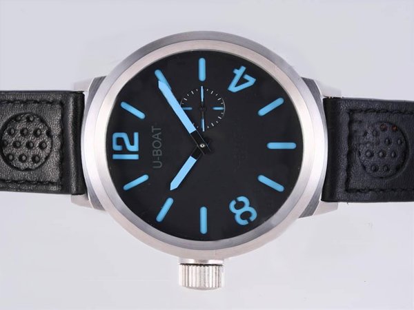 U-Boat Italo Fontana 2083 Mens Black Ostrich Leather Strap Round Watch watches
