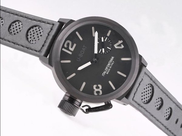 U-Boat Italo Fontana 45 AB 4 50mm Black Dial Black Cow Leather Strap Watch watches