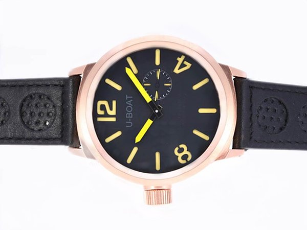 U-Boat Italo Fontana 5571 Black Crocodile Leather Strap Round Black Dial Watch watches