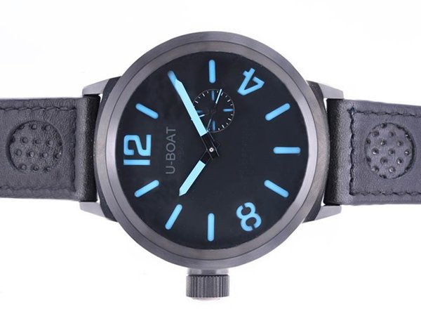 U-Boat Italo Fontana 5571 Black Dial Black Ostrich Leather Strap Watch watches