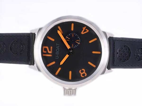 U-Boat Italo Fontana 5571 Round Mens Black Ostrich Leather Strap Watch watches