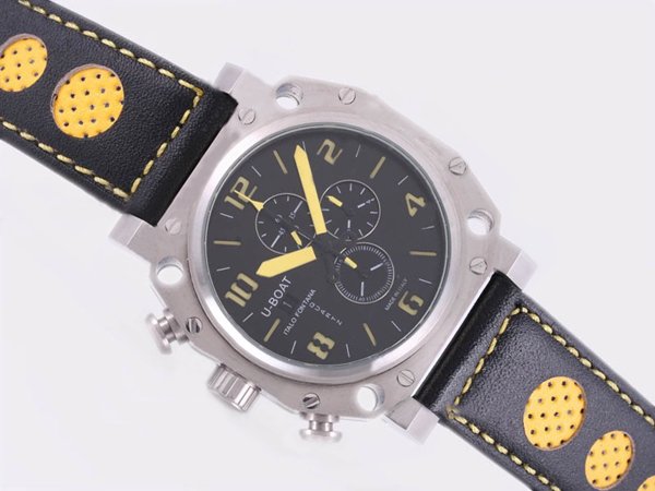 U-Boat Thousands Of Feet 1890 Black Cow Leather Strap Black Dial Watch watches