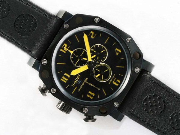 U-Boat Thousands Of Feet 1965 Black Dial Round Black Cow Leather Strap Watch watches