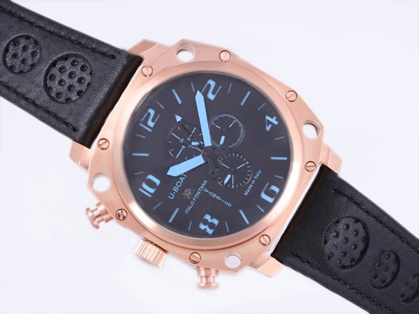 U-Boat Thousands Of Feet 1965 Black Ostrich Leather Strap 50mm Mens Watch watches