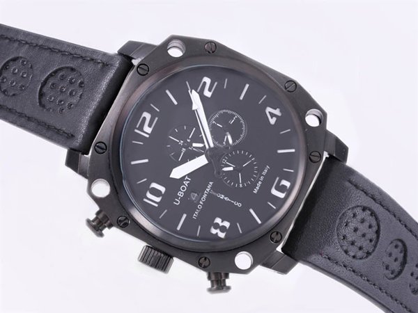 U-Boat Thousands Of Feet 1965 Round Mens Black Ostrich Leather Strap Watch watches
