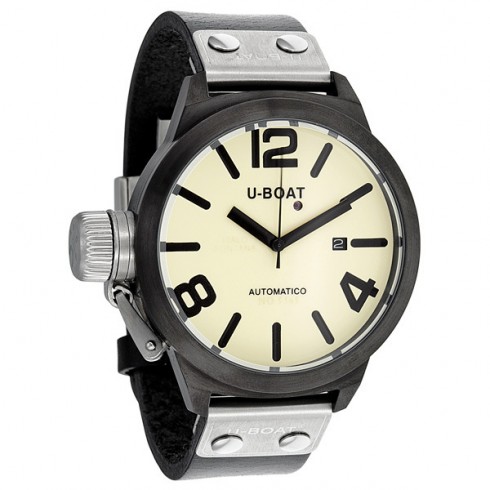 U-Boat Beige Dial Black Leather Men's Watch 343 watches