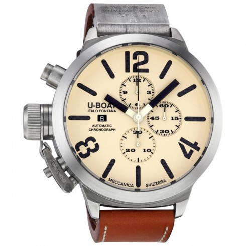 U-Boat Beige Sterling Silver Leather Automatic Men's Watch 2062 watches