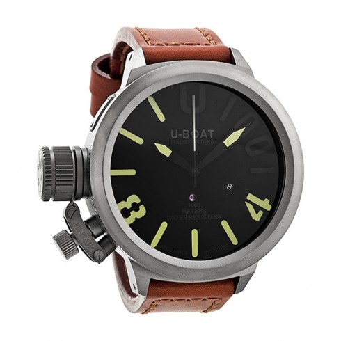 U-Boat Black Dial Brown Leather Strap Men's Watch 6076 watches