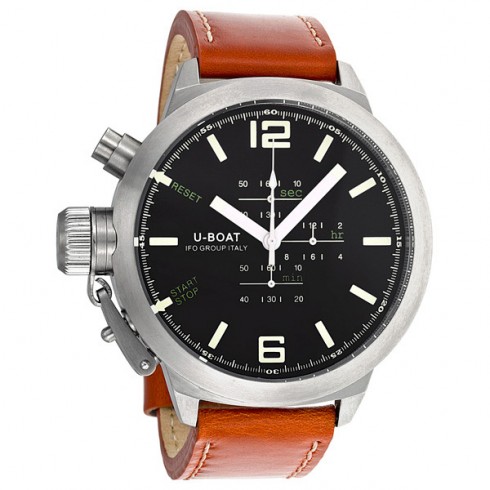 U-Boat Black Dial Chronograph Brown Leather Men's Watch 304 watches