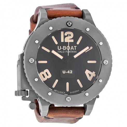 U-Boat Black Titanium Leather Automatic Men's Watch 6157 watches