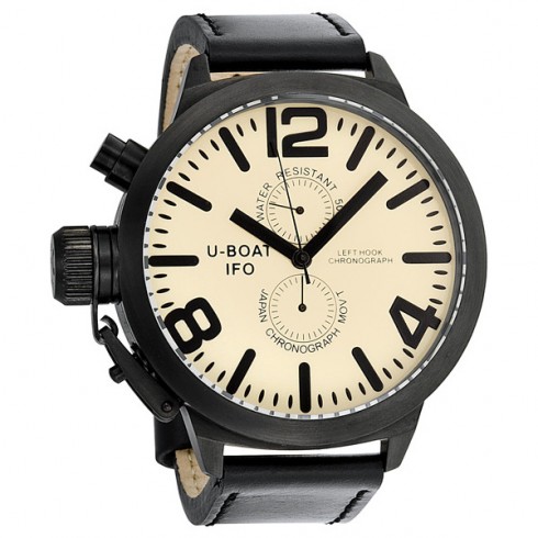 U-Boat Casa Nera Beige Dial Chronograph Black Leather Men's Watch 365 watches