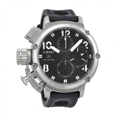 U-Boat Chronograph Automatic Black Dial Black Leather Strap Men's Watch UB7224 watches