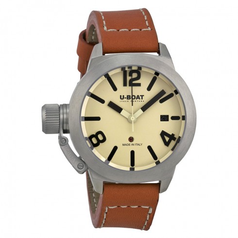 U-Boat Classico Automatic Beige Dial Brown Leather Men's Watch 7075 watches