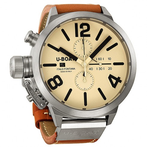 U-boat Classico Beige Dial Brown Leather Steel Men's Watch 2272 watches