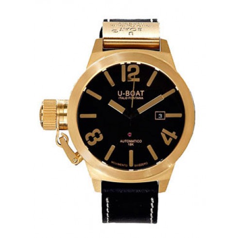 U-boat Classico Black Dial Black 18kt Yellow Gold Calf Leather Men's Watch 1249 watches