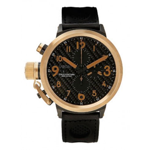 U-Boat Flightdeck 43 Carbon fiber dial Black Alligator Strap Men's Watch 1844 watches
