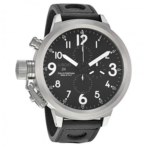 U-Boat Flightdeck 55 Chronograph Automatic Black Dial Black Leather Men's Watch 1757 watches