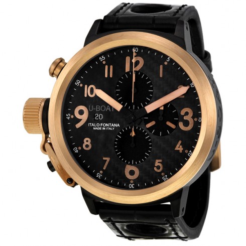 U-Boat Flightdeck Automatic Black Stainless Steel Leather Men's Watch 1838 watches