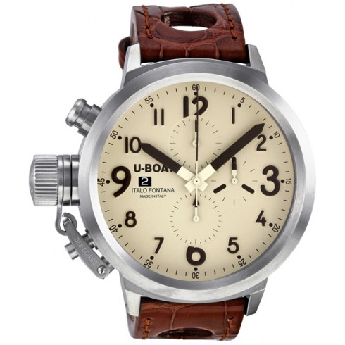 U-Boat Flightdeck Beige Stainless Steel Leather Automatic Men's Watch 6118 watches