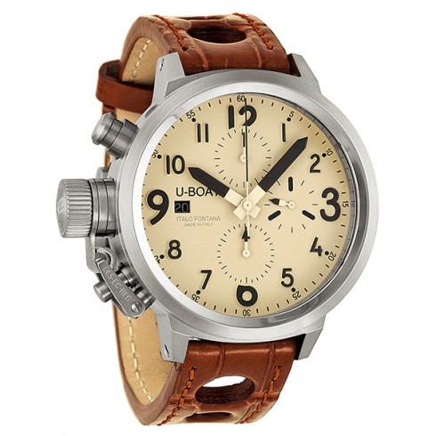 U-Boat Flightdeck Chronograph Beige Dial Leather Men's Watch 6251 watches