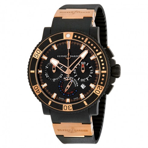 Ulysse Nardin Black Sea Chronograph 18K Rose Gold Automatic Men's Watch 353-90-3 watches