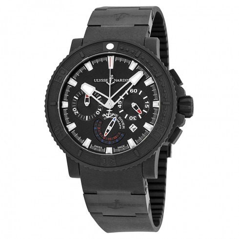 Ulysse Nardin Black Sea Chronograph Black Dial Black Rubber Men's Watch 353-92-3C watches