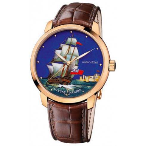 Ulysse Nardin Classico HMS Caesar Enamel Champleve Dial Alligator Leather Automatic Men's Watch 8156-111-2-CAESAR watches