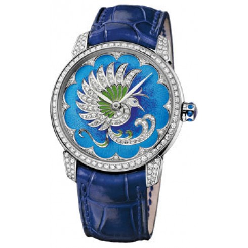 Ulysse Nardin Classico Jewelry Enamel Dial Diamond Blue Leather Ladies Watch 8150-112-2-PB watches