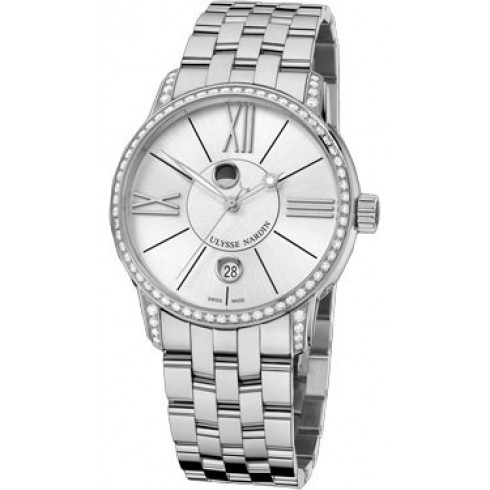 Ulysse Nardin Classico Luna Silver Dial Stainless Steel Diamond Men's Watch 8293-122B-7-41 watches