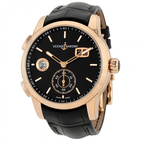 Ulysse Nardin Dual Time Black Dial 18kt Rose Gold Men's Watch 3346-126-92 watches