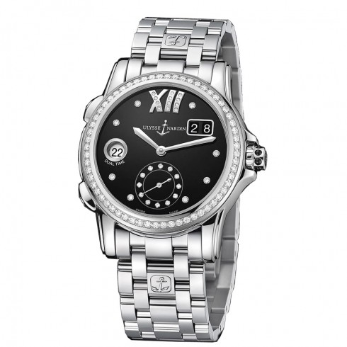 Ulysse Nardin Dual Time Black Dial Diamond Automatic Ladies Watch 3343-222B-30-02 watches