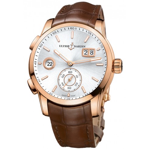 Ulysse Nardin Dual Time Silver Dial 18kt Rose Gold Men's Watch 3346-126-91 watches