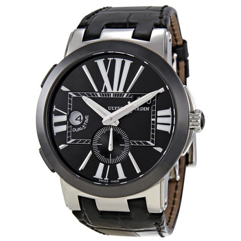 Ulysse Nardin Executive Dual Time Automatic Black Leather Men's Watch 243-00-42 watches