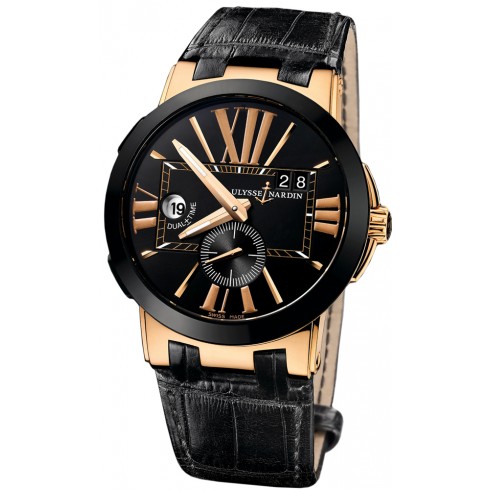 Ulysse Nardin Executive Dual Time Black Dial 18K Rose Gold Automatic Men's Watch 246-00-5-42 watches