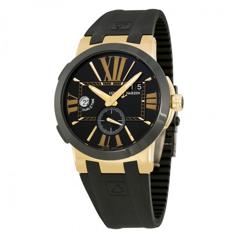 Ulysse Nardin Executive Dual Time Black Dial 18kt Rose Gold Black Rubber Men's Watch 246-00-3-42 watches