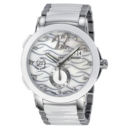 Ulysse Nardin Executive Dual Time Diamond Mother of Pearl Ceramic Ladies Watch 243-10-7-691 watches